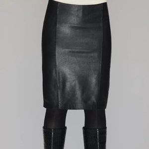Danier | Black Leather Midi Pencil Skirt